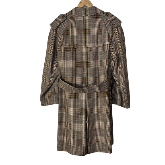Burberrys Vintage Houndstooth Belted Topcoat Overcoat Jacket Large Double Breast - Picture 2 of 15